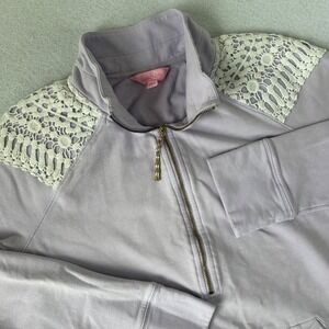 Lilly Pulitzer Sweatshirt Womens‎ Small Lavendar Lace Shoulder Pullover Half Zip